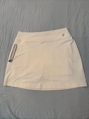 Fila White Athletic Mini Skort with Zip Detail